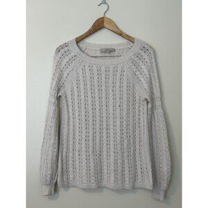 Ann Taylor Loft Women's Cream Open Knit Long Sleeve Sweater Size Medium